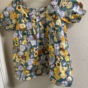 HN Girl's Multicolored dress with Kittens Cats, Kitty Cats Size 7 Whimsical Bold